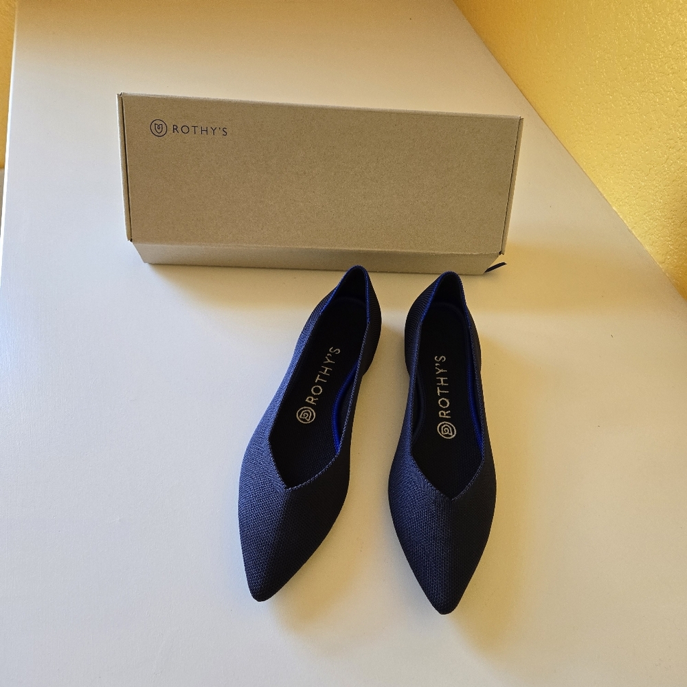 Rothys "THE POINT" Maritime Navy Slip On Comfort Ballet Flat Shoe Women's US 9 - Picture 14 of 16